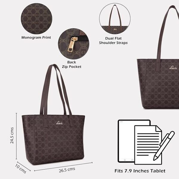 Lavie Women's Mono Betula Tote Handbag for Women | Tote Bag for Work | Ladies purse | Stylish Shoulder Bag | Gift For Women - Image 3