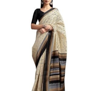 SIRIL Women's Bhagalpuri Silk Warli Printed Saree With Unstitched Blouse Piece
