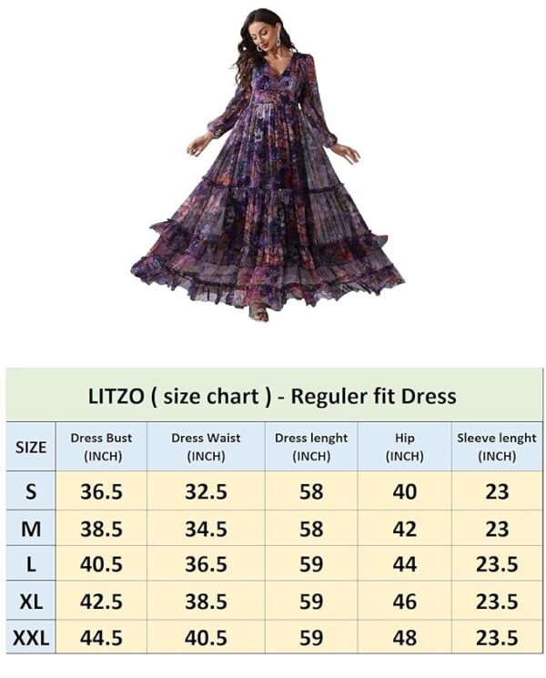 LITZO Women's Georgette A-Line Maxi Dress - Image 3
