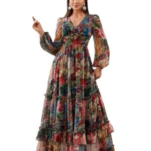 LITZO Women's Georgette A-Line Maxi Dress