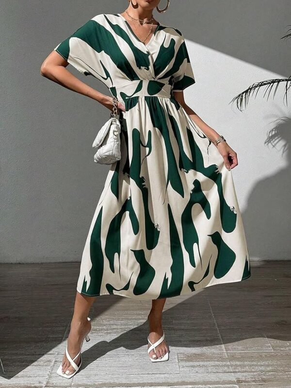 Leriya Fashion Printed Maxi Dress for Women | Trendy Long One Piece Summer Outfit | Lightweight Flared Dress for Casual & Holiday Wear - Image 4