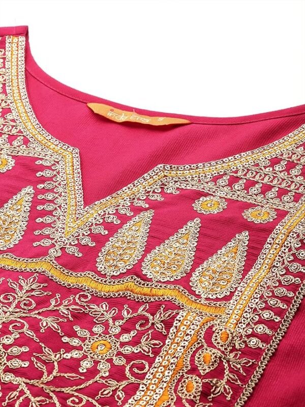 Visit the INDO ERA Store INDO ERA Women's Liva Cotton Blend Embroidered Straight Kurti Pant and Dupatta Set (RRRRR9569) - Image 6