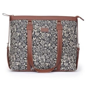 ZOUK Office Bag | Stylish Bags for Office Use | Laptop Bag 15.6 inch | Stylish Tote for Office Use | Purse for Women | Vegan Leather Handbag | Daily & Travel Use |